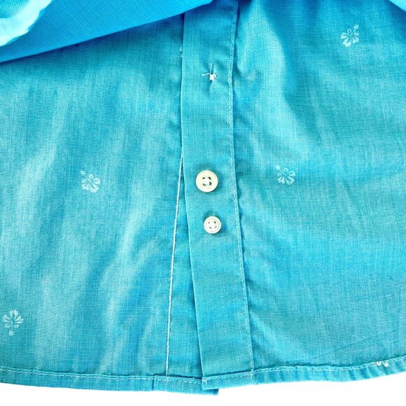 Chaps Easy Care Mens XL Blue Short-Sleeve Button-Up Shirt White Floral Pattern - Picture 6 of 15